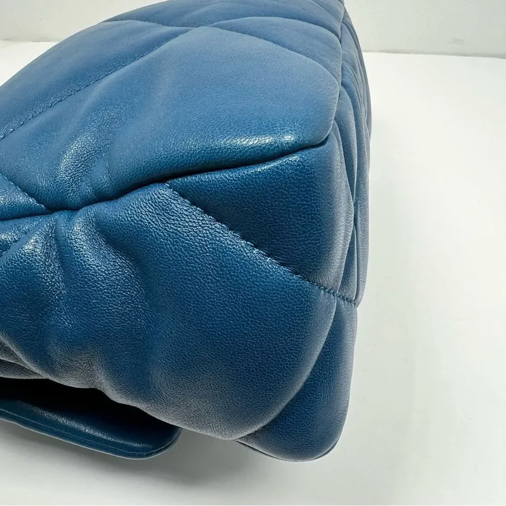Chanel 19 Flap Bag Quilted Leather Medium Blue A+ Condition